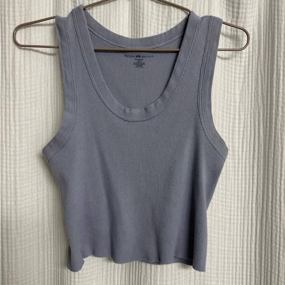 Blue Ribbed Tank Top